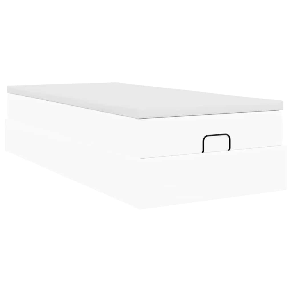vidaXL Οθωμανικό κρεβάτι με στρώμα Λευκό 80x200cm Faux Leather