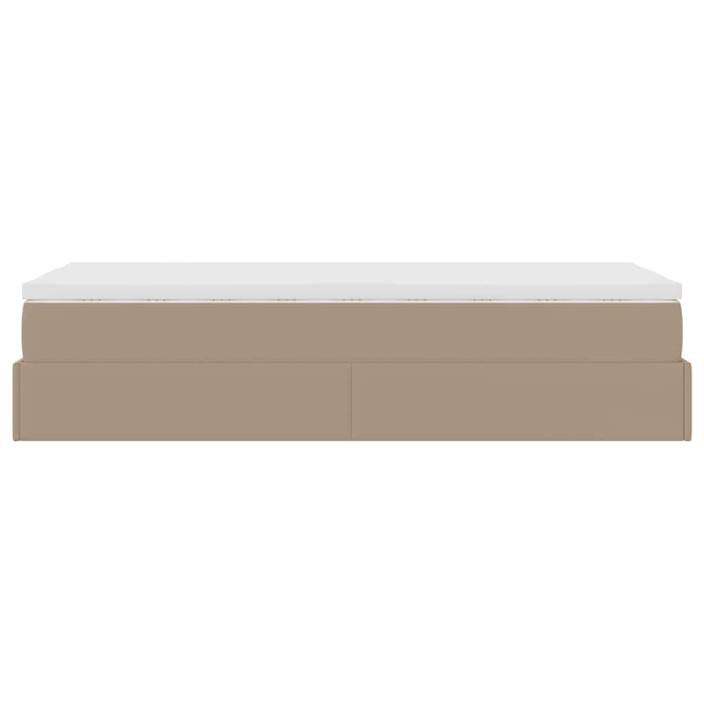 vidaXL Οθωμανικό κρεβάτι με στρώμα Cappucino 80x200cm Faux Leather
