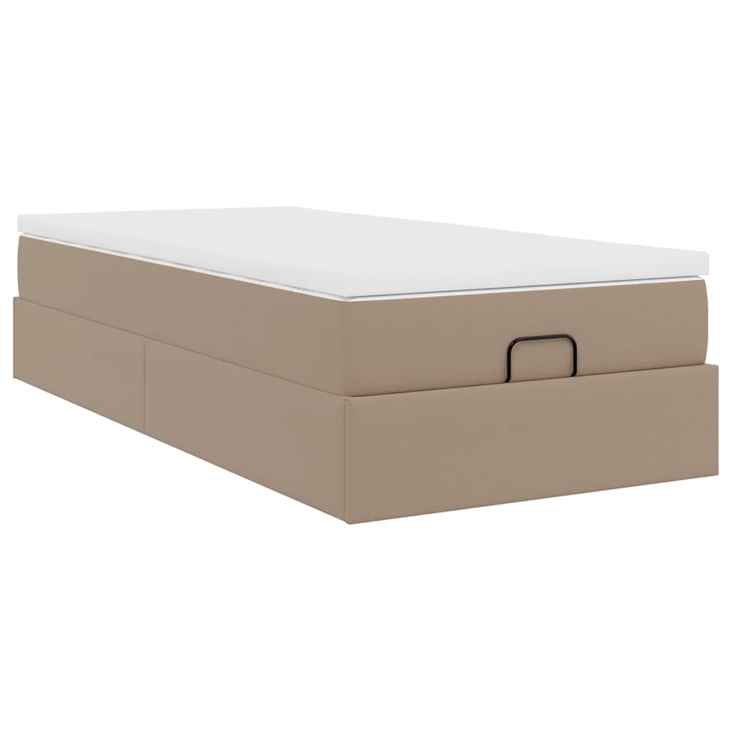 vidaXL Οθωμανικό κρεβάτι με στρώμα Cappucino 80x200cm Faux Leather