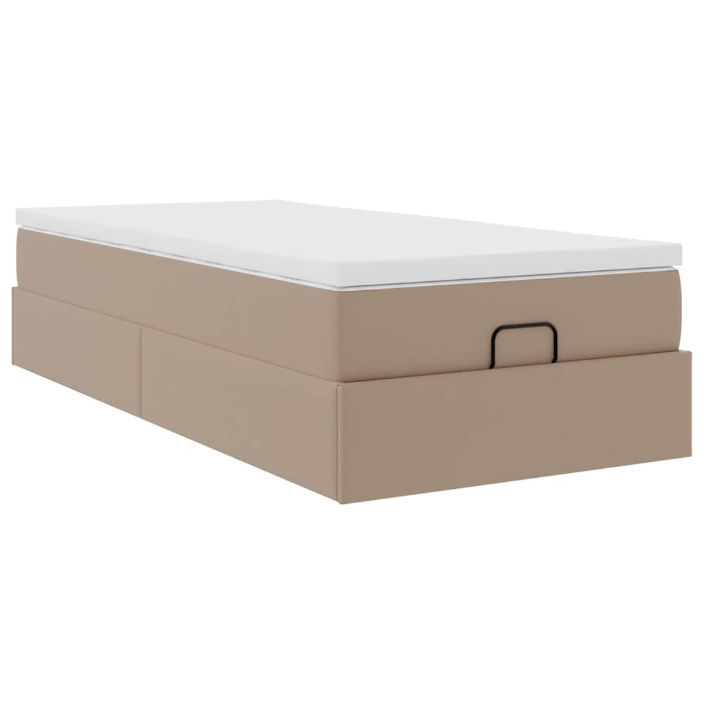 vidaXL Οθωμανικό κρεβάτι με στρώμα Cappucino 90x190cm Faux Leather