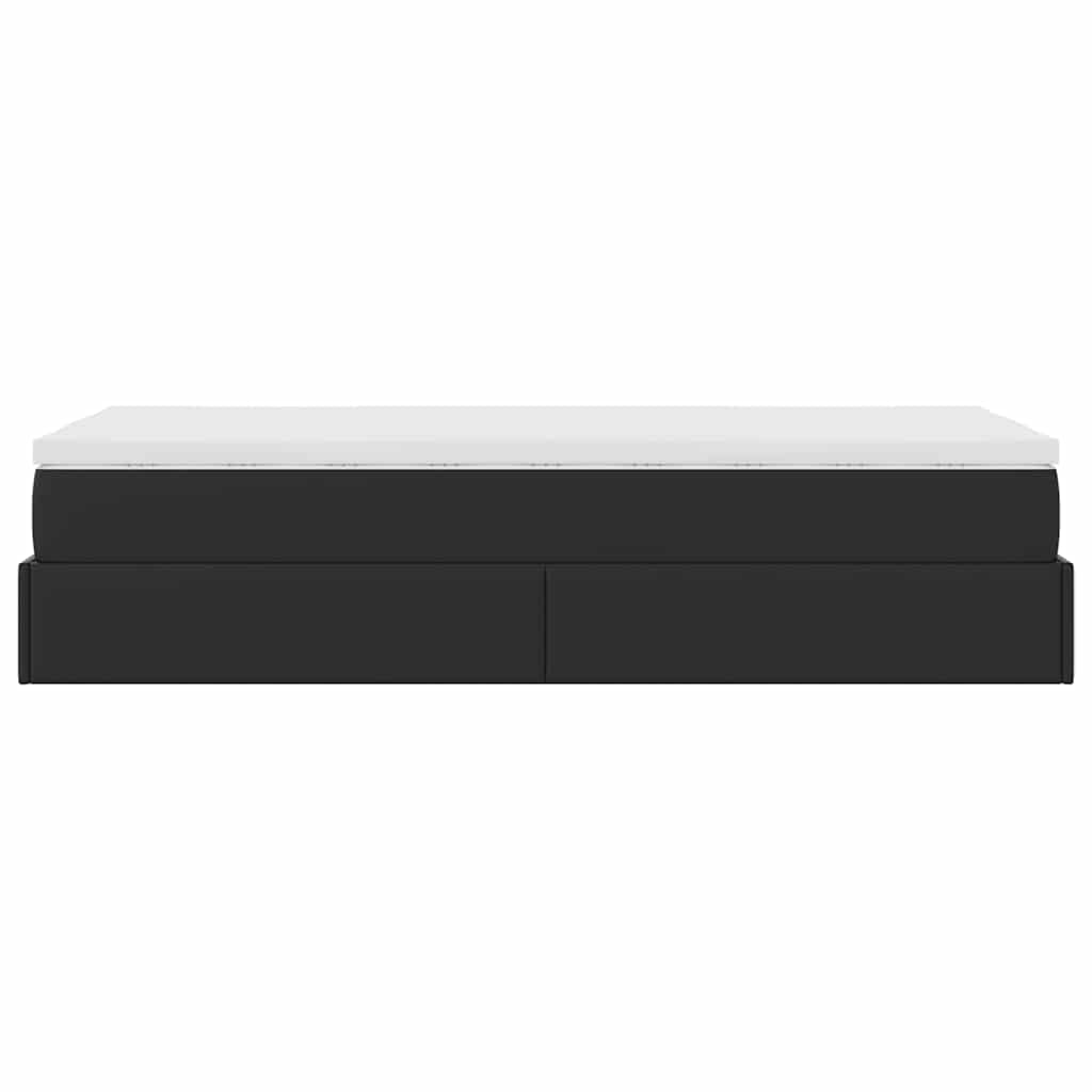 vidaXL Οθωμανικό κρεβάτι με στρώμα Μαύρο 90x200cm Faux Leather