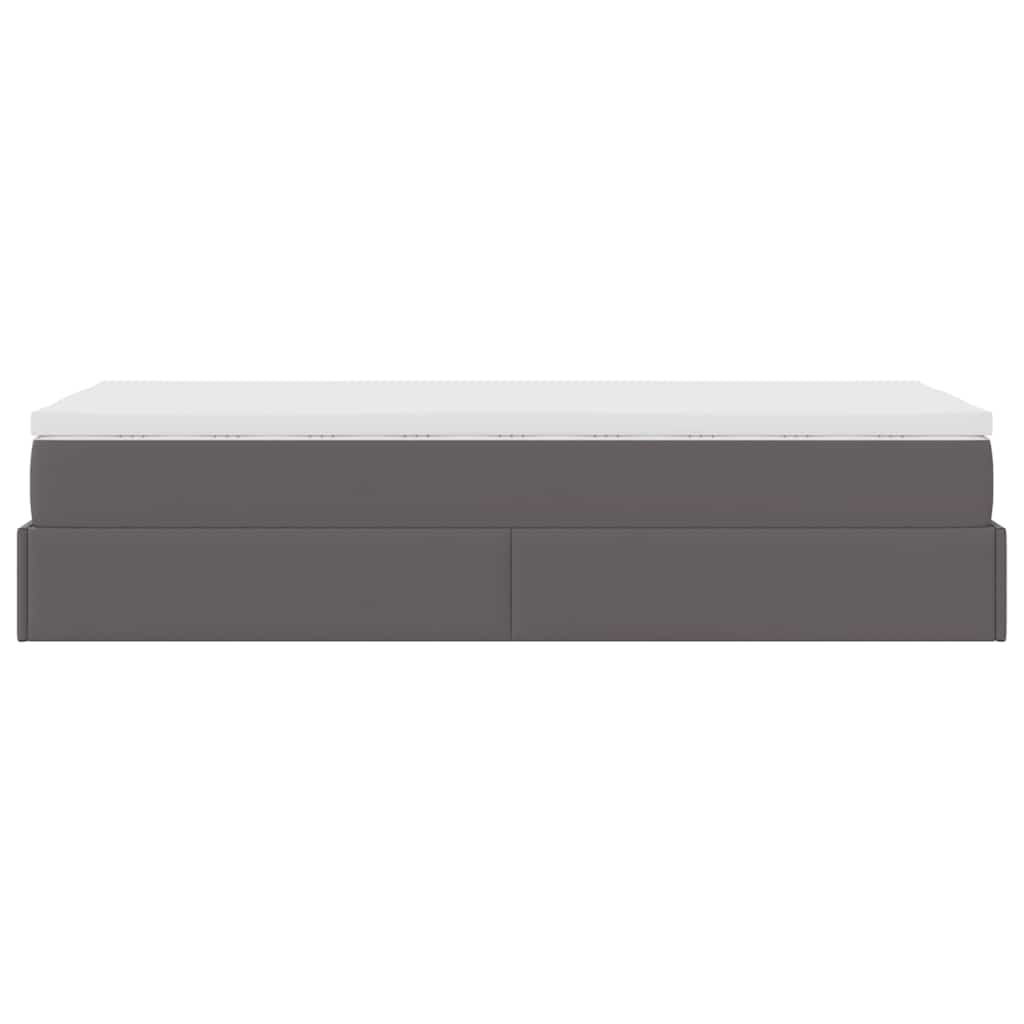 vidaXL Οθωμανικό κρεβάτι με στρώμα Γκρι 90x200cm Faux Leather