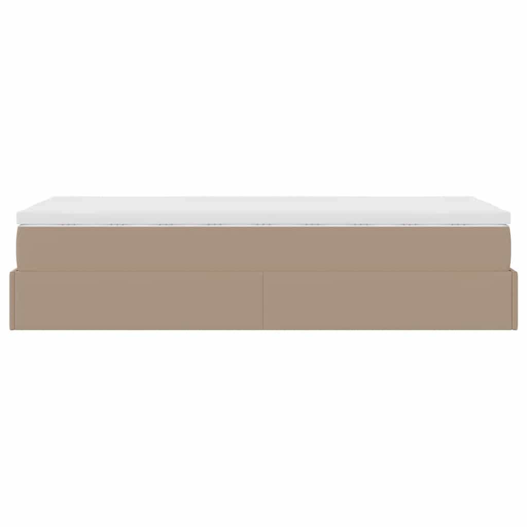 vidaXL Οθωμανικό κρεβάτι με στρώμα Cappucino 90x200cm Faux Leather