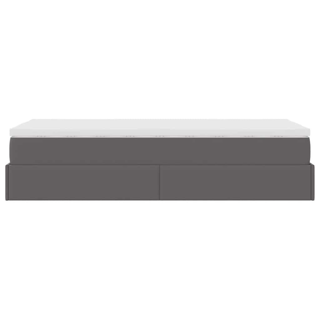 vidaXL Οθωμανικό κρεβάτι με στρώμα Γκρι 100x200cm Faux Leather