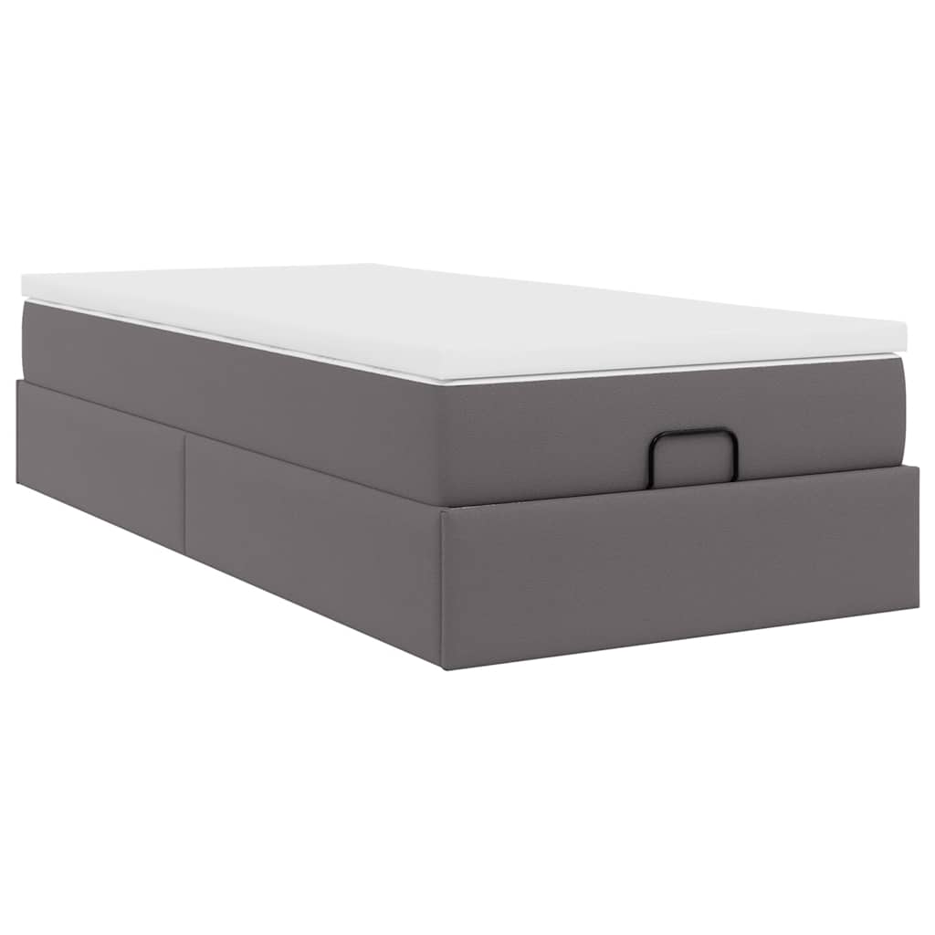 vidaXL Οθωμανικό κρεβάτι με στρώμα Γκρι 100x200cm Faux Leather