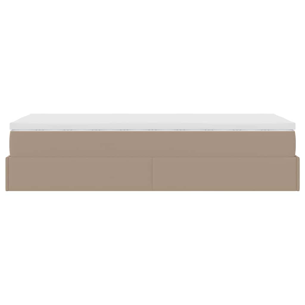 vidaXL Οθωμανικό κρεβάτι με στρώμα Cappucino 100x200cm Faux Leather