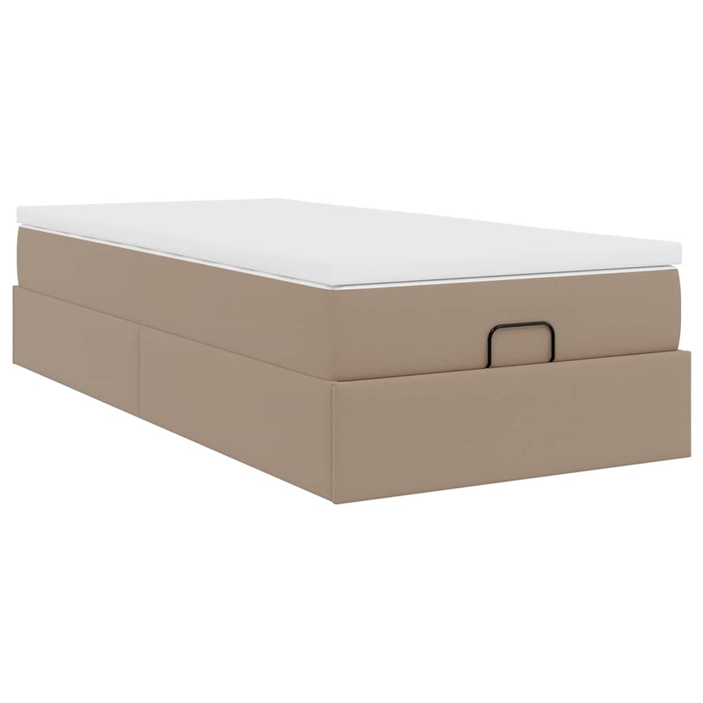 vidaXL Οθωμανικό κρεβάτι με στρώμα Cappucino 100x200cm Faux Leather