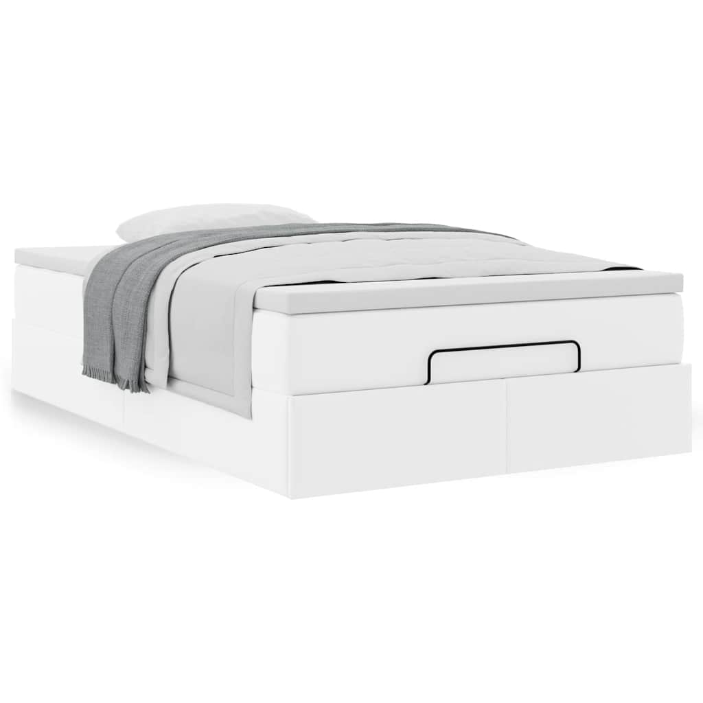 vidaXL Οθωμανικό κρεβάτι με στρώμα Λευκό 120x190 cm Faux Leather