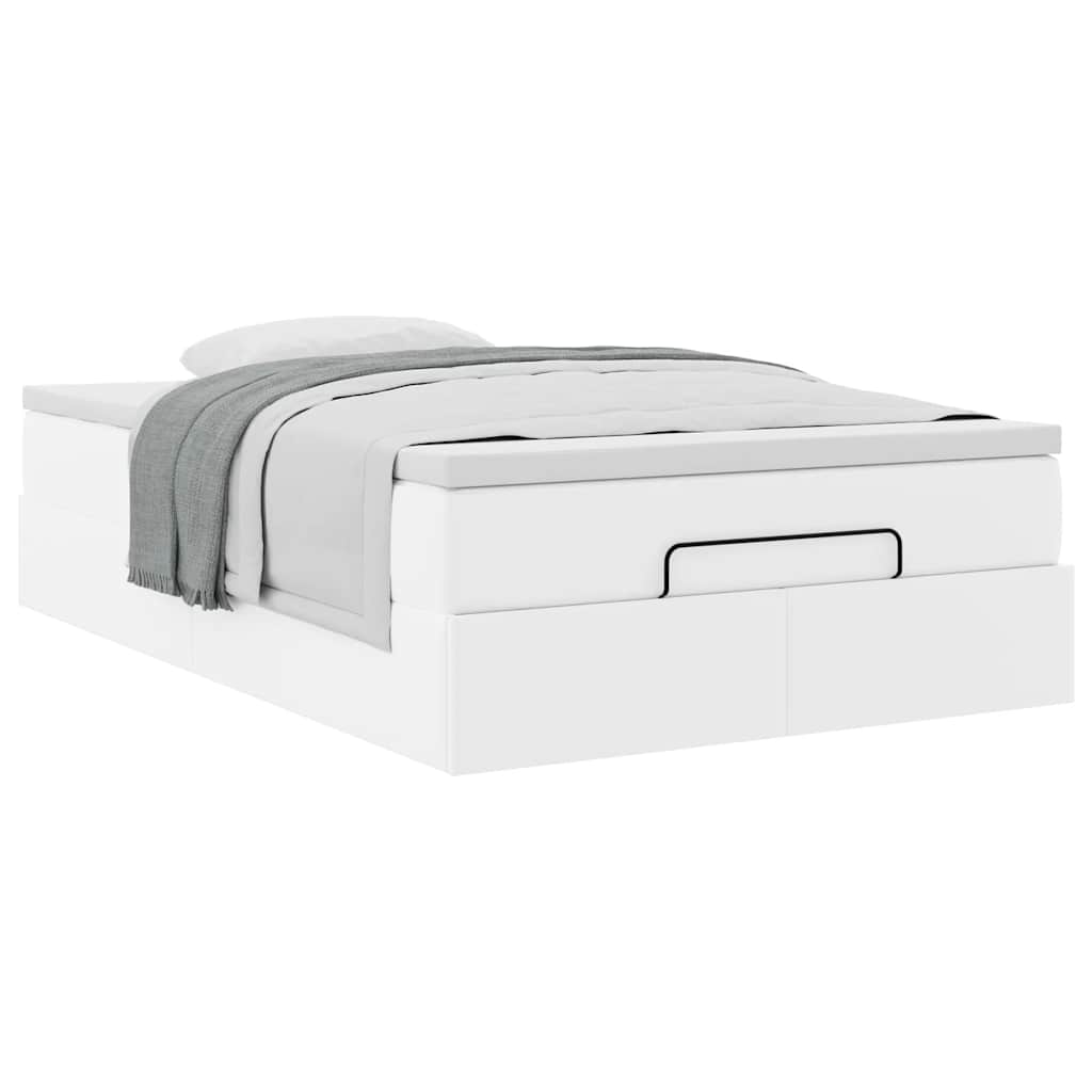 vidaXL Οθωμανικό κρεβάτι με στρώμα Λευκό 120x190 cm Faux Leather