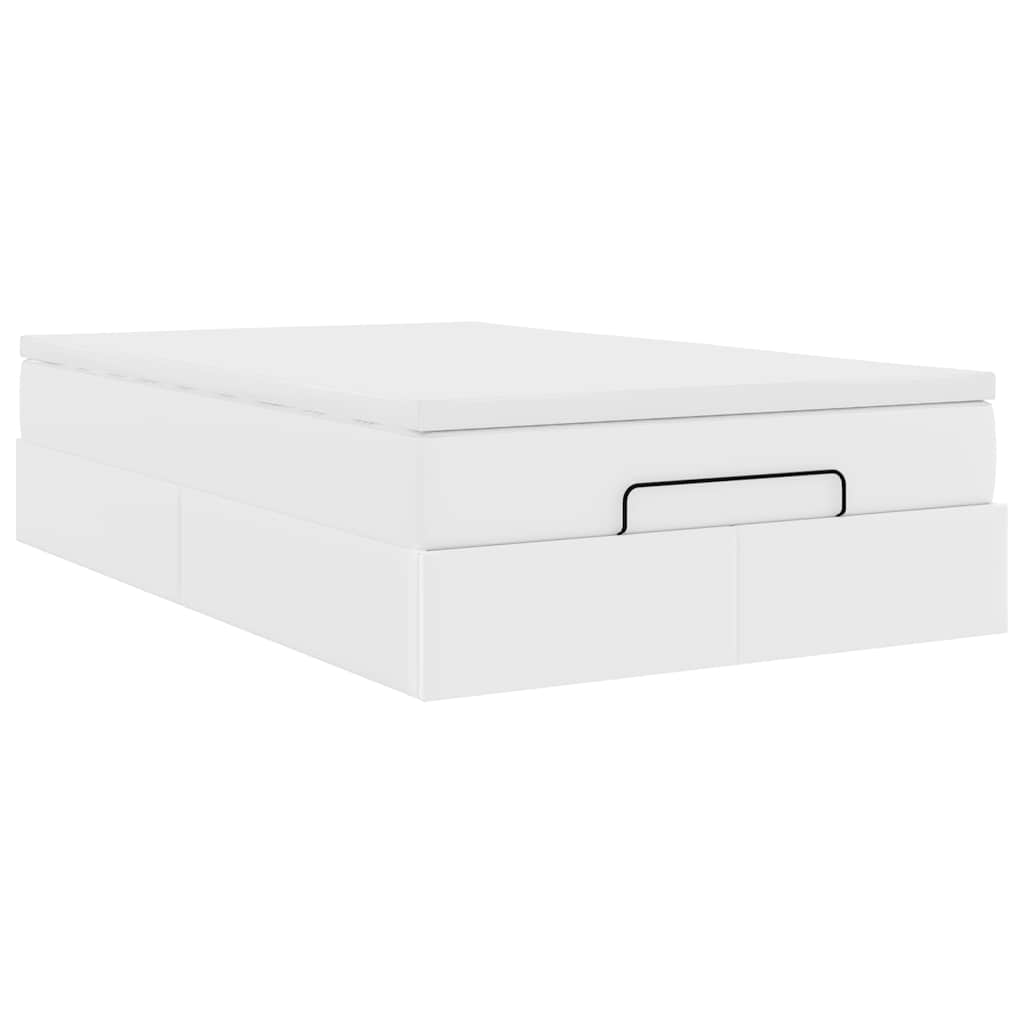 vidaXL Οθωμανικό κρεβάτι με στρώμα Λευκό 120x190 cm Faux Leather