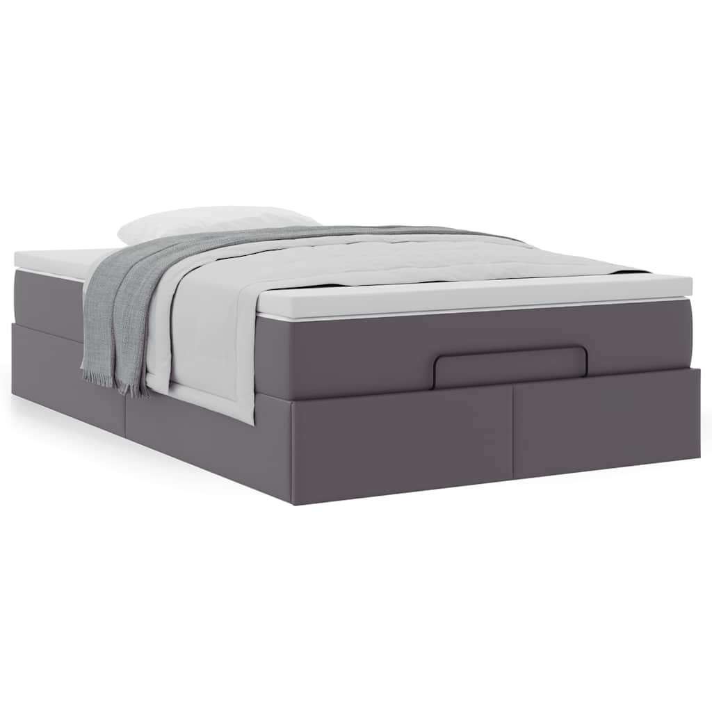 vidaXL Οθωμανικό κρεβάτι με στρώμα Γκρι 120x190 cm Faux Leather
