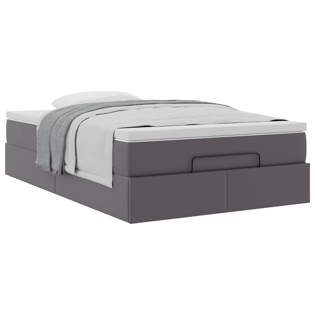 vidaXL Οθωμανικό κρεβάτι με στρώμα Γκρι 120x190 cm Faux Leather