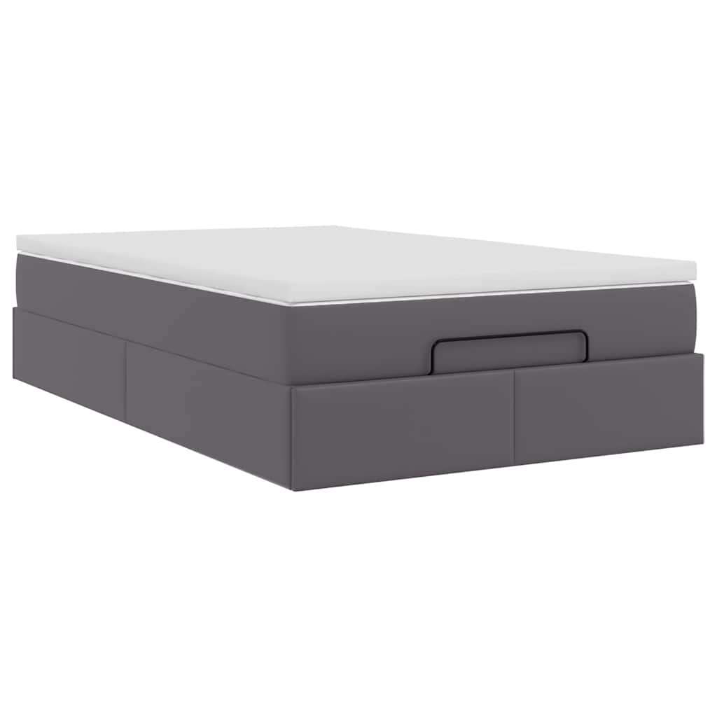 vidaXL Οθωμανικό κρεβάτι με στρώμα Γκρι 120x190 cm Faux Leather