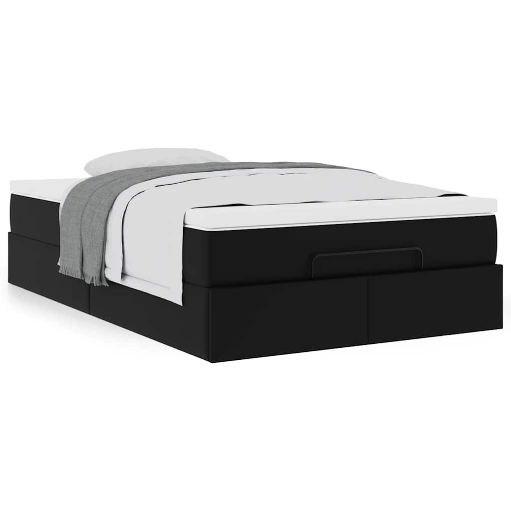 vidaXL Οθωμανικό κρεβάτι με στρώμα Μαύρο 120x200 cm Faux Leather