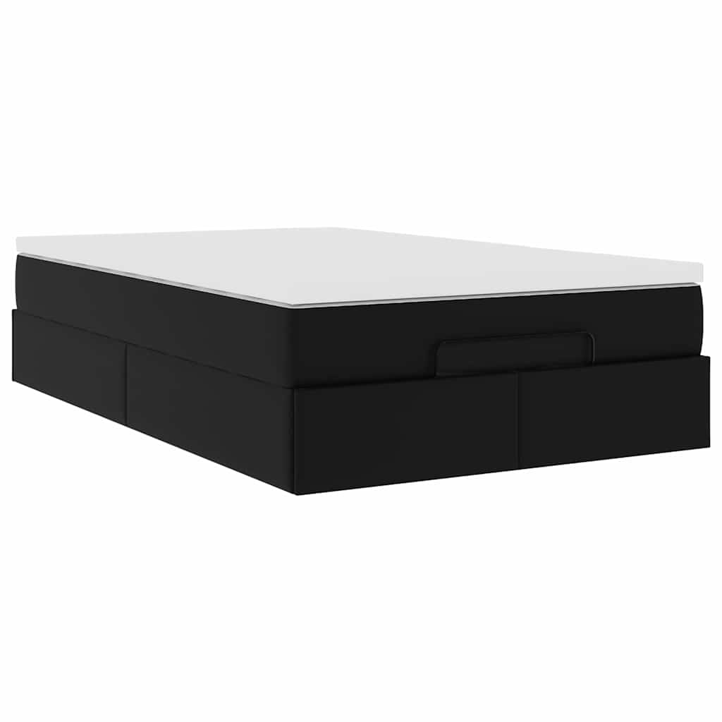 vidaXL Οθωμανικό κρεβάτι με στρώμα Μαύρο 120x200 cm Faux Leather