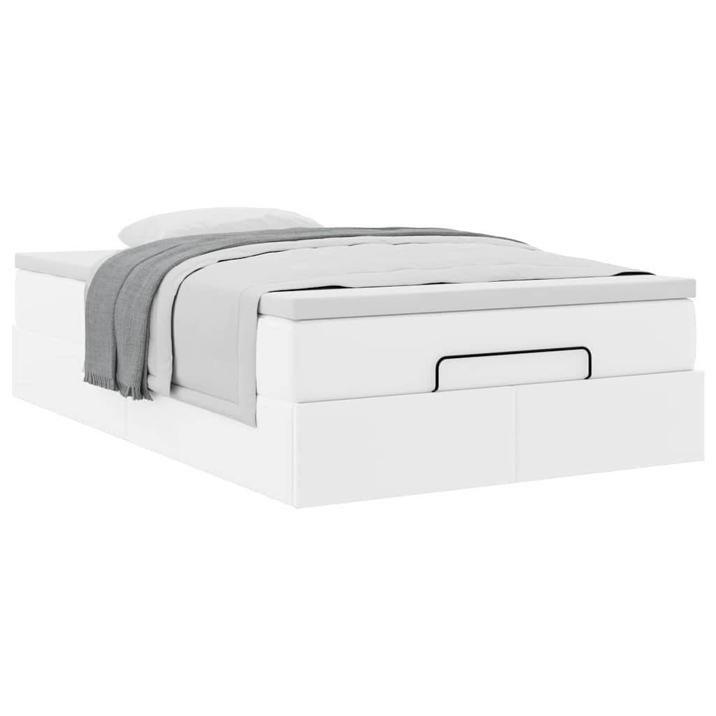 vidaXL Οθωμανικό κρεβάτι με στρώμα Λευκό 120x200cm Faux Leather