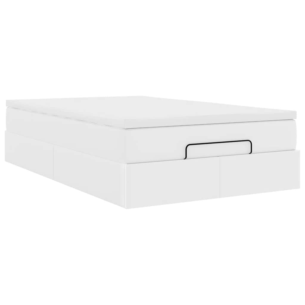 vidaXL Οθωμανικό κρεβάτι με στρώμα Λευκό 120x200cm Faux Leather