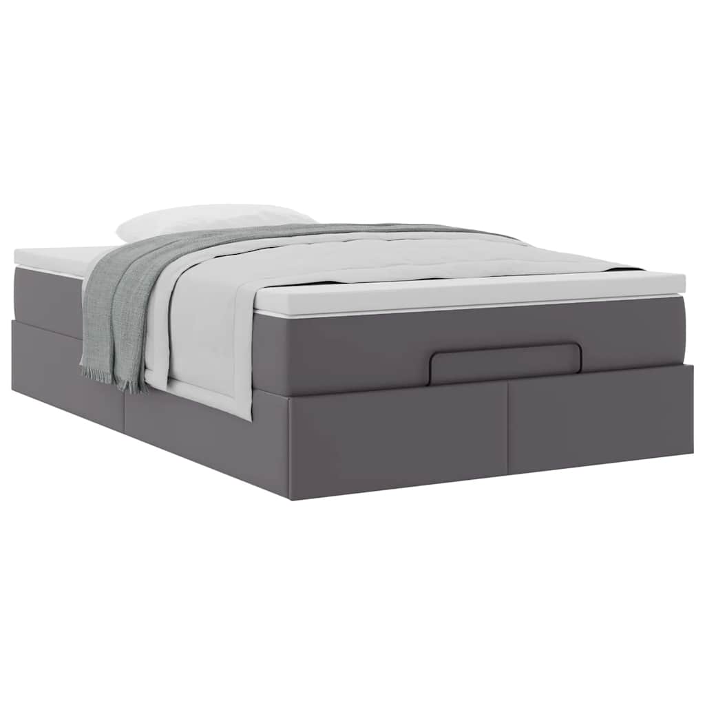 vidaXL Οθωμανικό κρεβάτι με στρώμα Γκρι 120x200cm Faux Leather