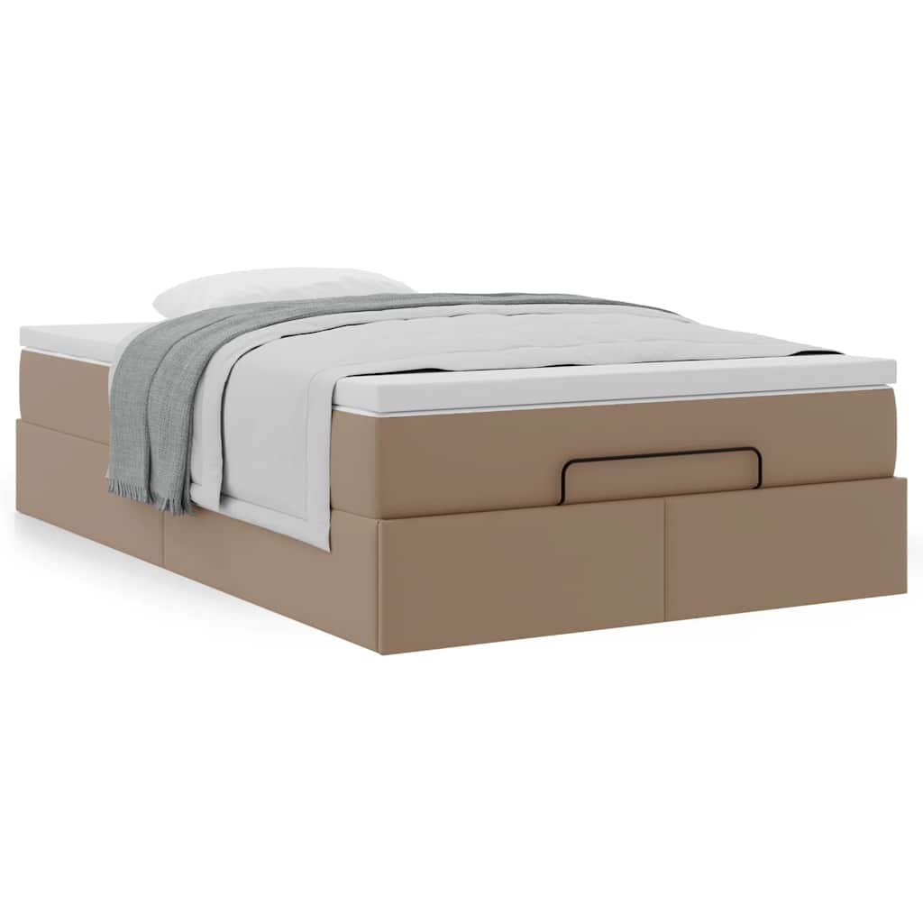 vidaXL Οθωμανικό κρεβάτι με στρώμα Cappucino 120x200cm Faux Leather