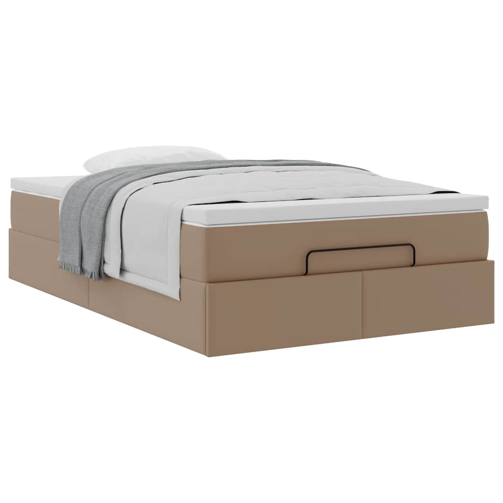 vidaXL Οθωμανικό κρεβάτι με στρώμα Cappucino 120x200cm Faux Leather
