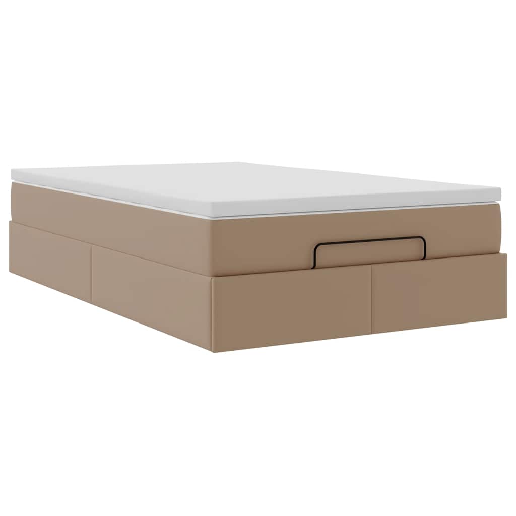 vidaXL Οθωμανικό κρεβάτι με στρώμα Cappucino 120x200cm Faux Leather