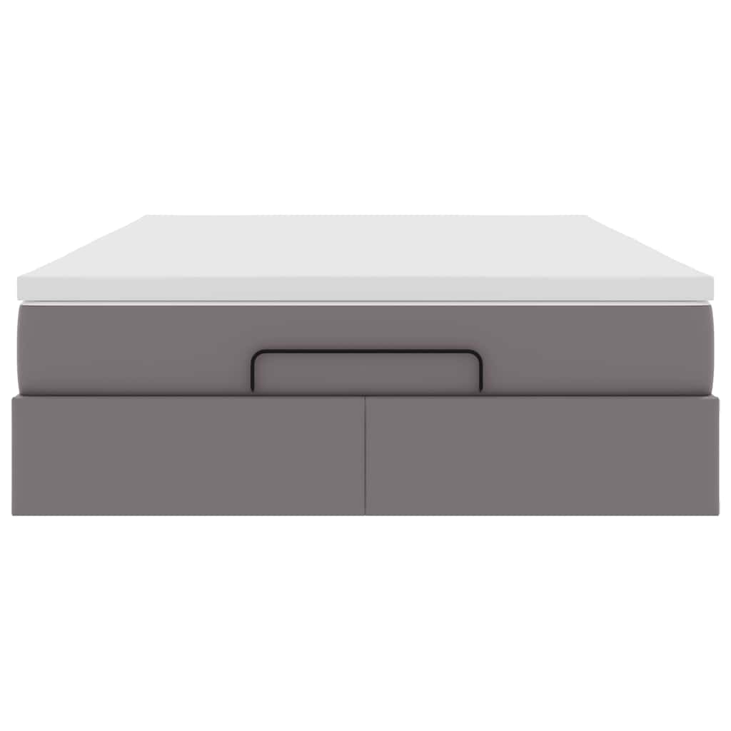 vidaXL Οθωμανικό κρεβάτι με στρώμα Γκρι 140x190cm Faux Leather