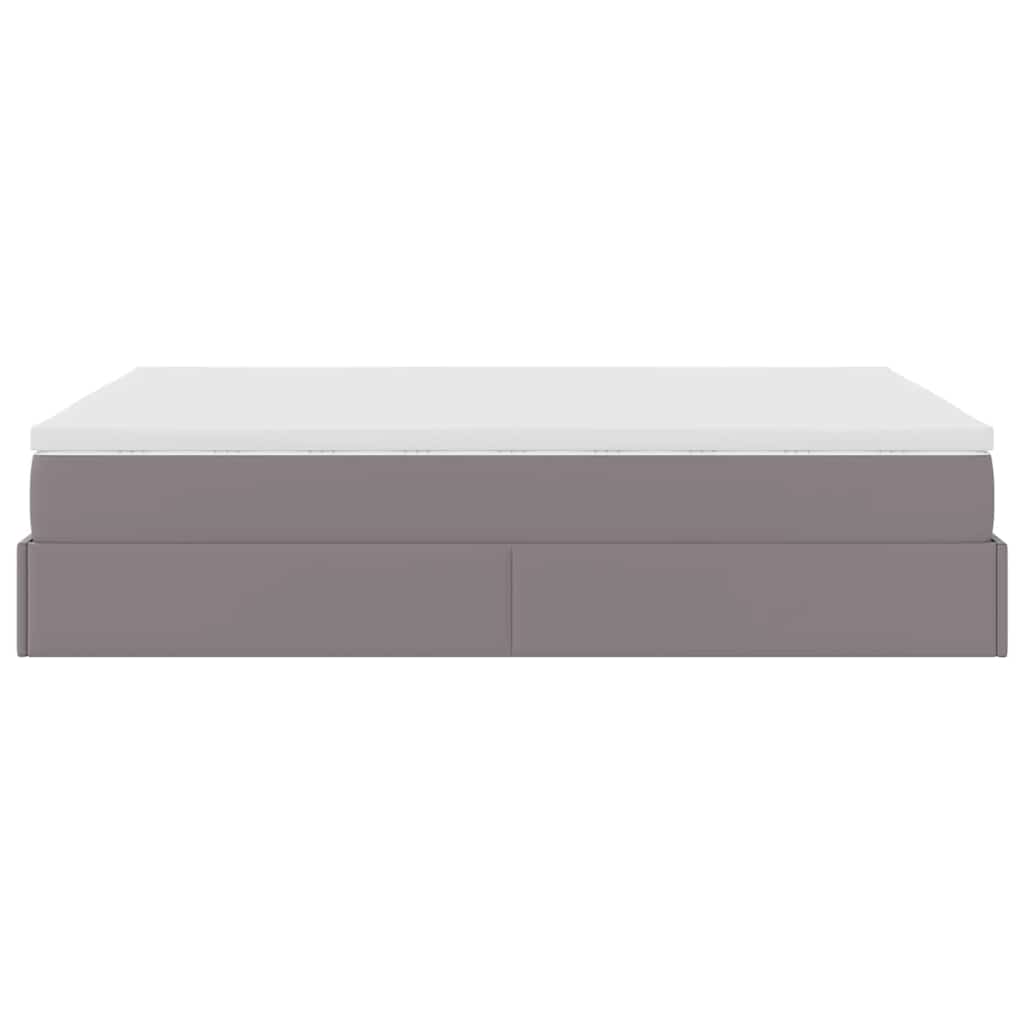 vidaXL Οθωμανικό κρεβάτι με στρώμα Γκρι 140x190cm Faux Leather