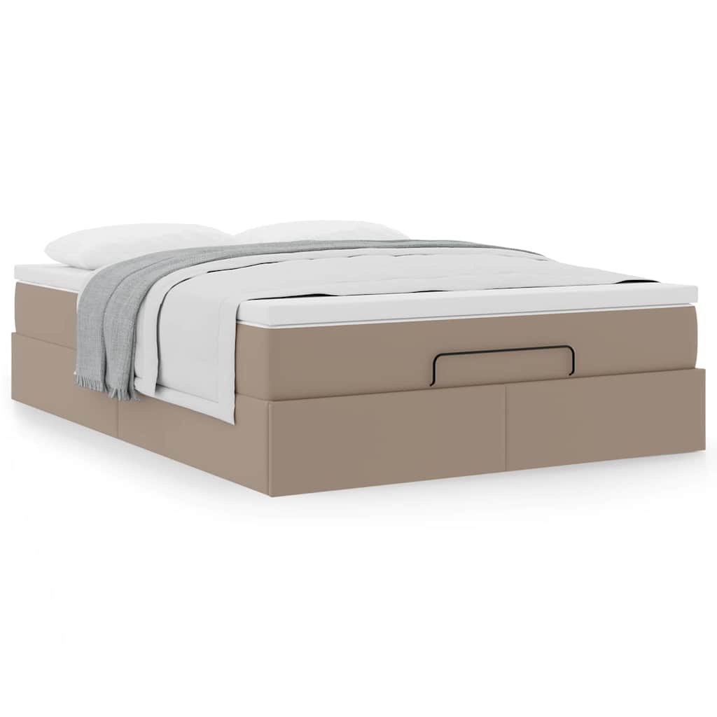 vidaXL Οθωμανικό κρεβάτι με στρώμα Cappucino 140x190cm Faux Leather