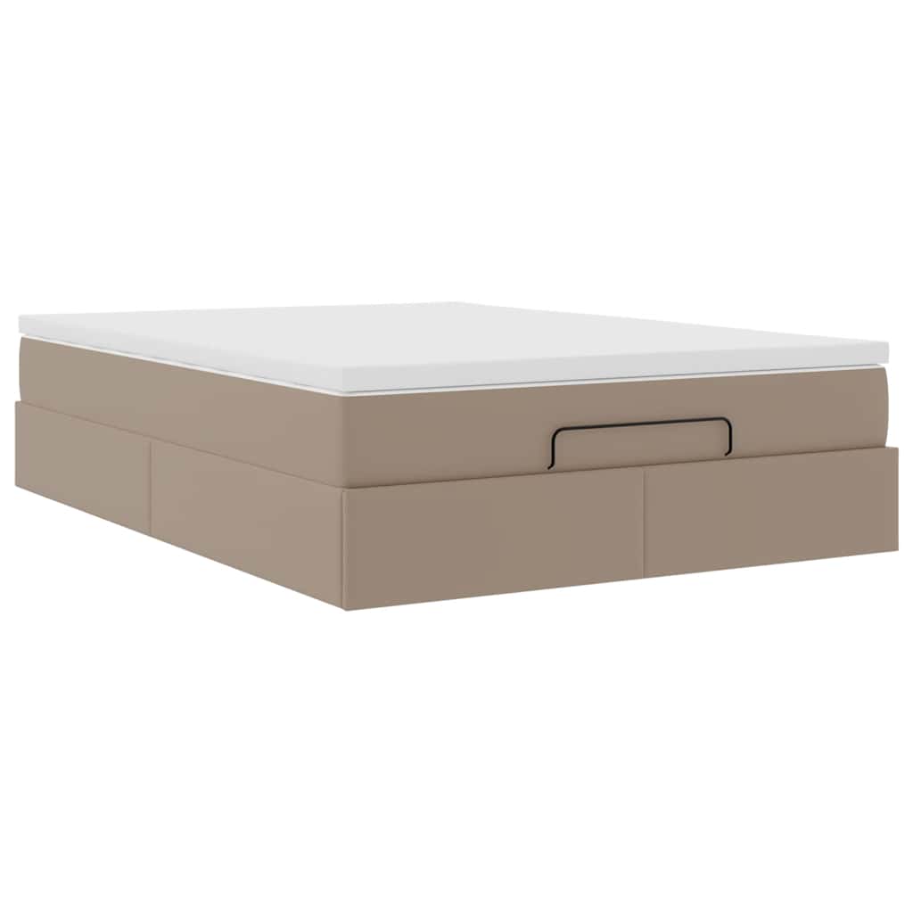 vidaXL Οθωμανικό κρεβάτι με στρώμα Cappucino 140x190cm Faux Leather