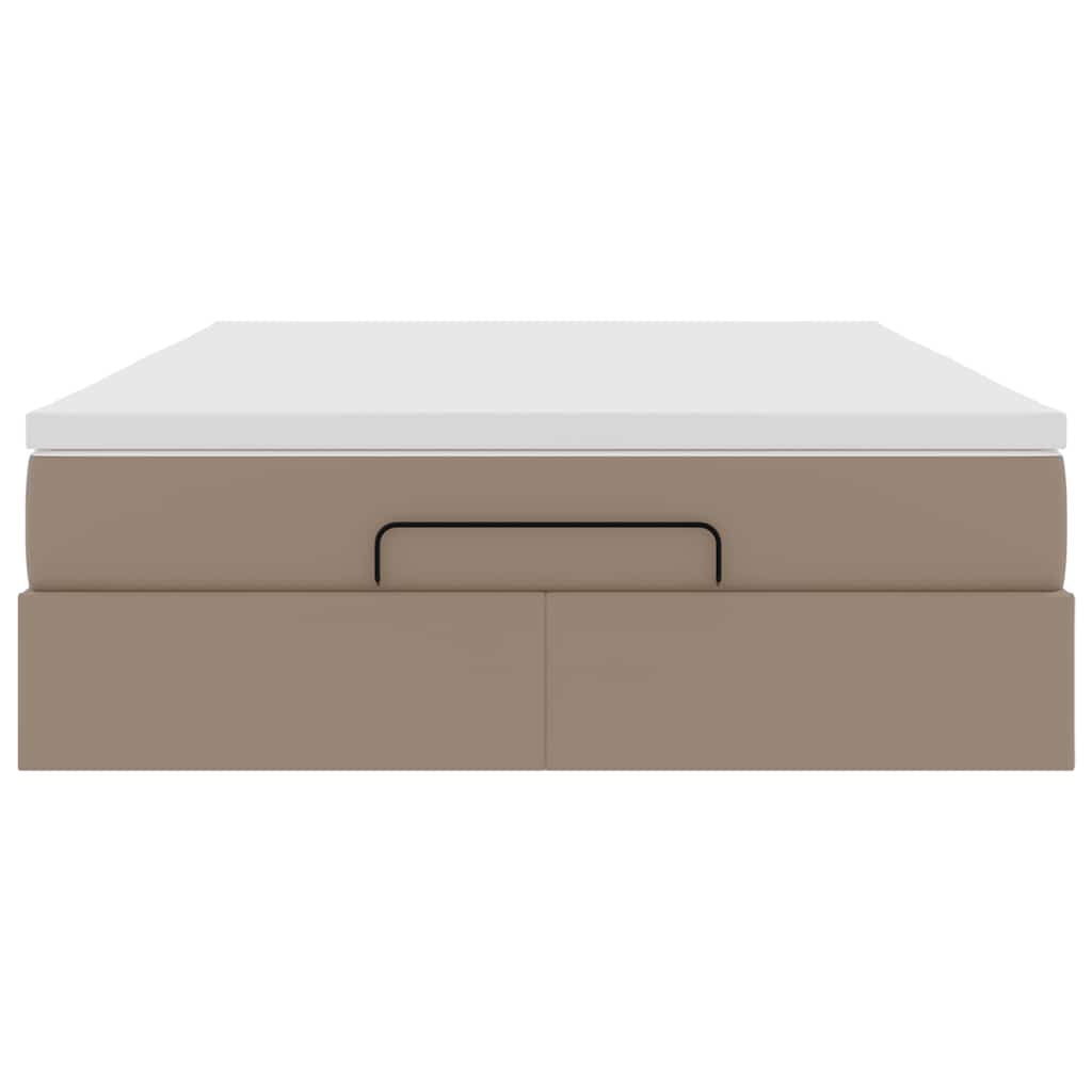 vidaXL Οθωμανικό κρεβάτι με στρώμα Cappucino 140x190cm Faux Leather