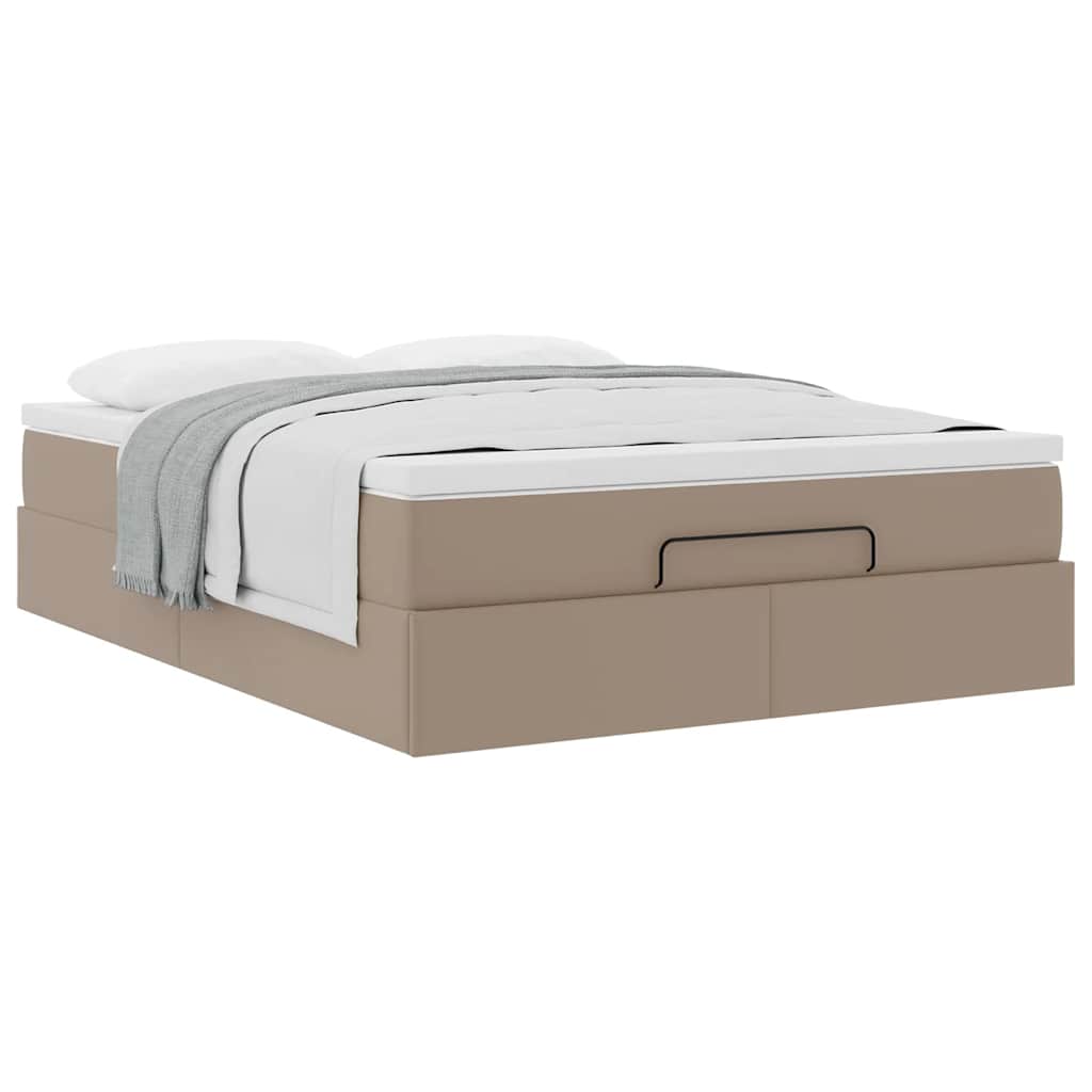vidaXL Οθωμανικό κρεβάτι με στρώμα Cappucino 140x200cm Faux Leather