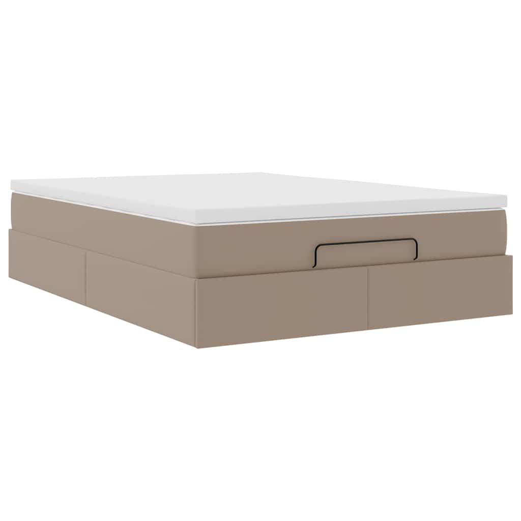 vidaXL Οθωμανικό κρεβάτι με στρώμα Cappucino 140x200cm Faux Leather