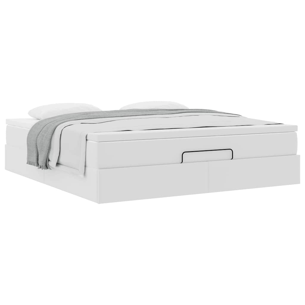 vidaXL Οθωμανικό κρεβάτι με στρώμα Λευκό 160x200cm Faux Leather