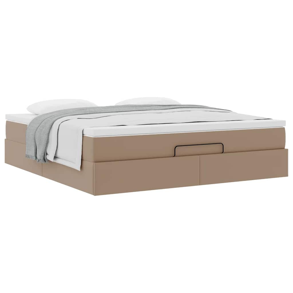 vidaXL Οθωμανικό κρεβάτι με στρώμα Cappucino 160x200cm Faux Leather