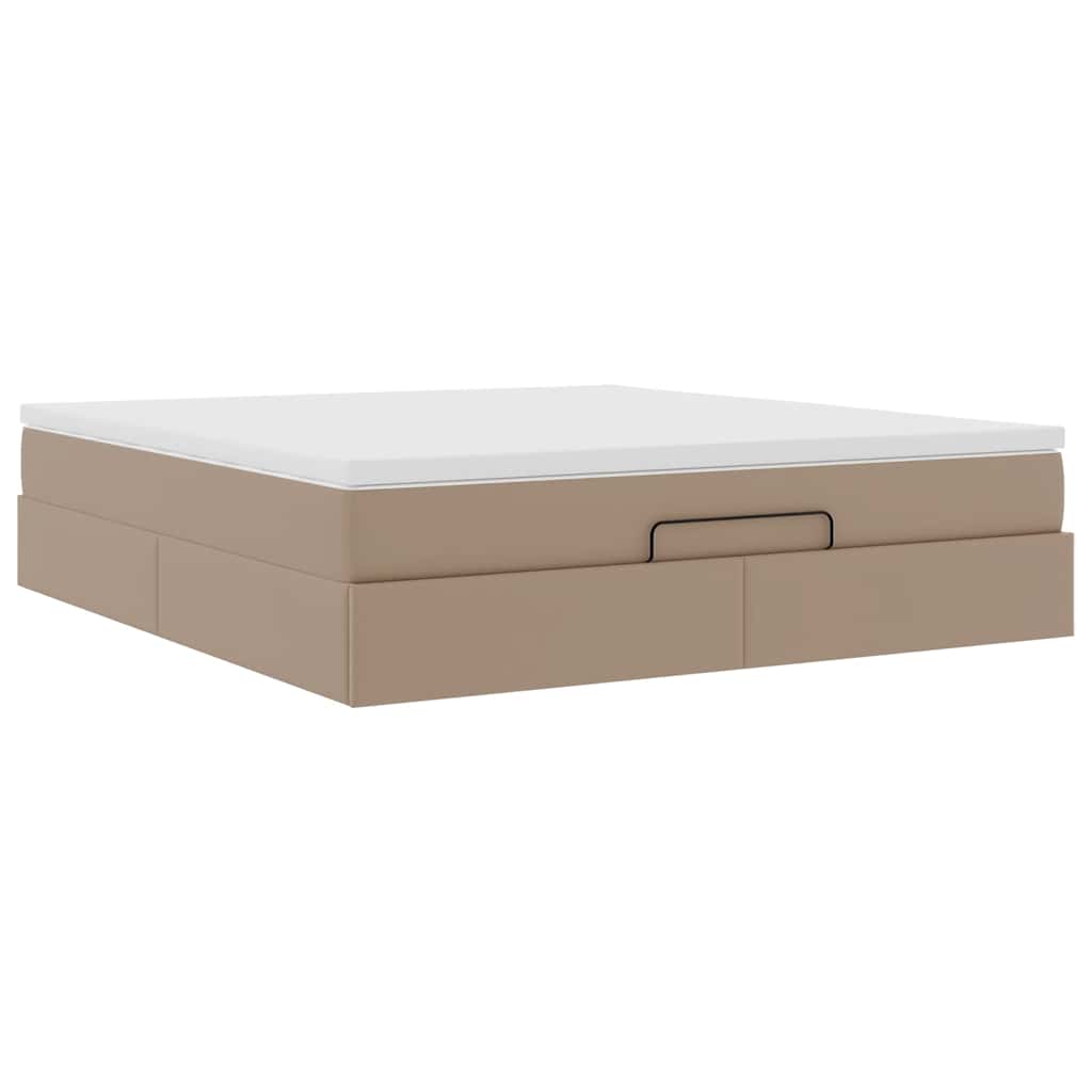 vidaXL Οθωμανικό κρεβάτι με στρώμα Cappucino 160x200cm Faux Leather