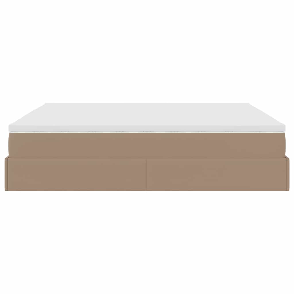 vidaXL Οθωμανικό κρεβάτι με στρώμα Cappucino 160x200cm Faux Leather