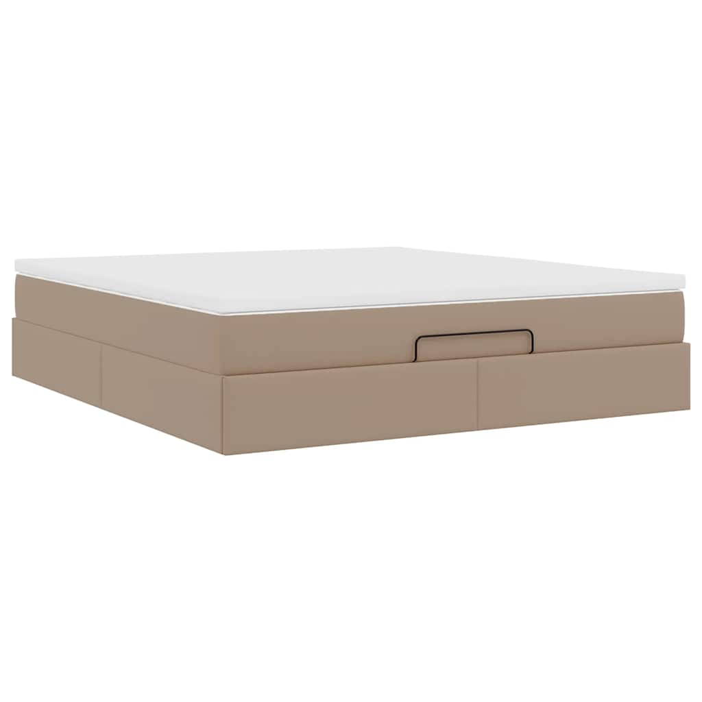 vidaXL Οθωμανικό κρεβάτι με στρώμα Cappucino 160x200cm Faux Leather