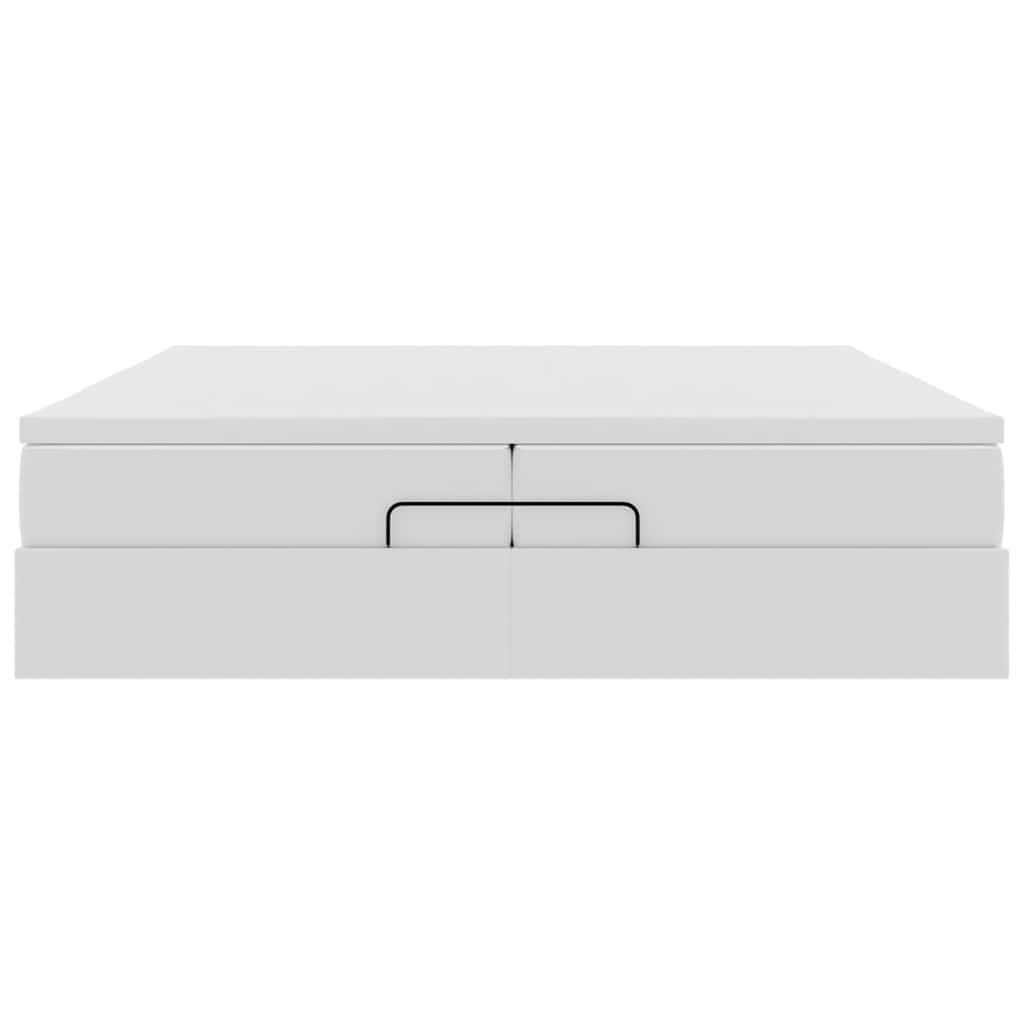 vidaXL Οθωμανικό κρεβάτι με στρώματα Λευκό 200x200cm Faux Leather