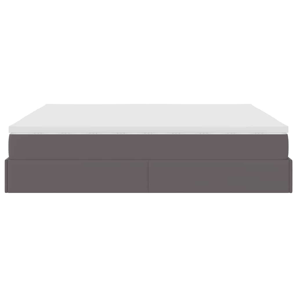 vidaXL Οθωμανικό κρεβάτι με στρώματα Γκρι 200x200cm Faux Leather