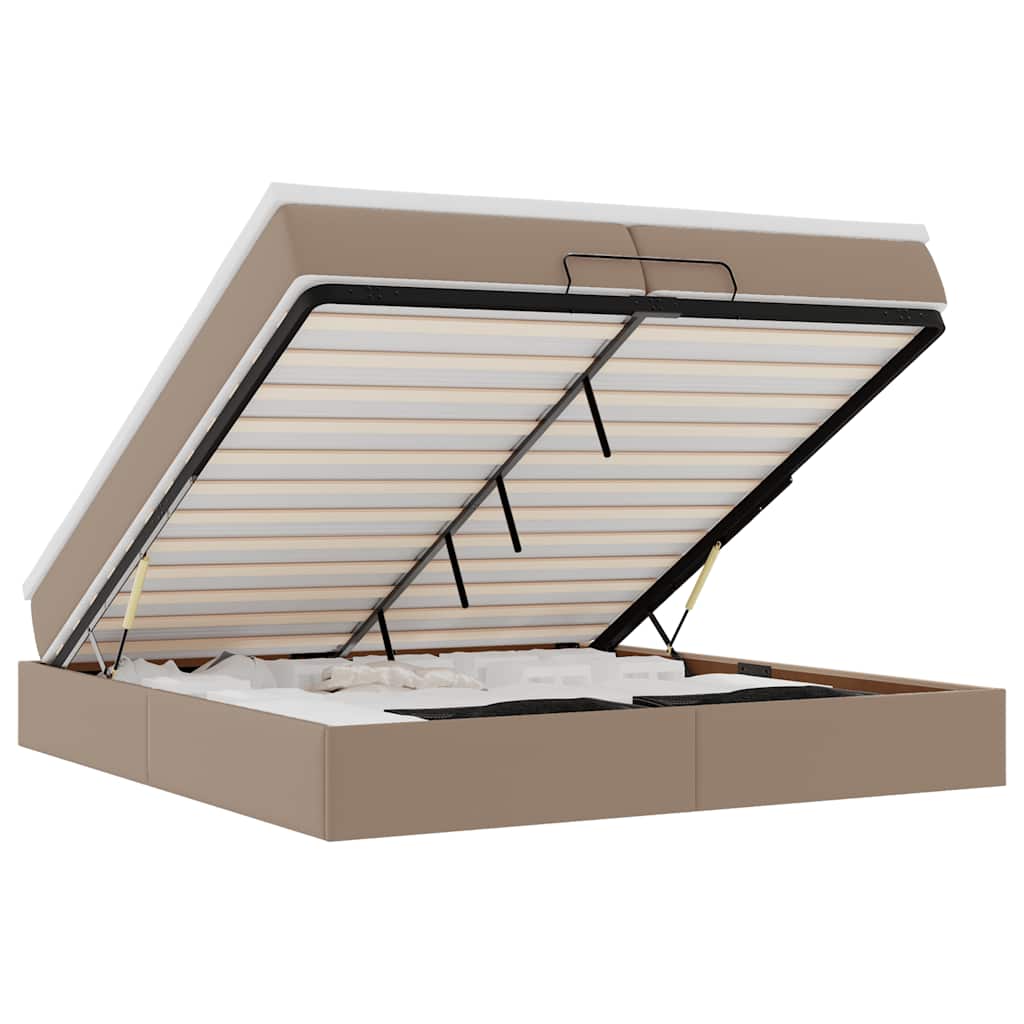 vidaXL Οθωμανικό κρεβάτι με στρώματα Cappucino 200x200cm Faux Leather