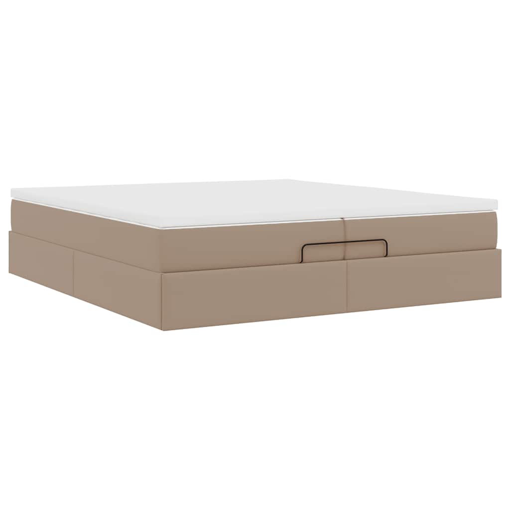 vidaXL Οθωμανικό κρεβάτι με στρώματα Cappucino 200x200cm Faux Leather