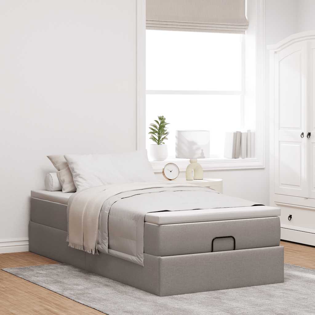 vidaXL Οθωμανικό κρεβάτι με στρώμα Taupe 80x200cm ύφασμα