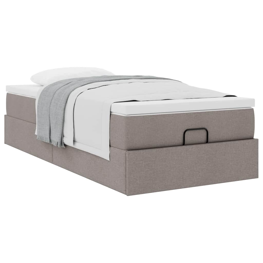 vidaXL Οθωμανικό κρεβάτι με στρώμα Taupe 80x200cm ύφασμα
