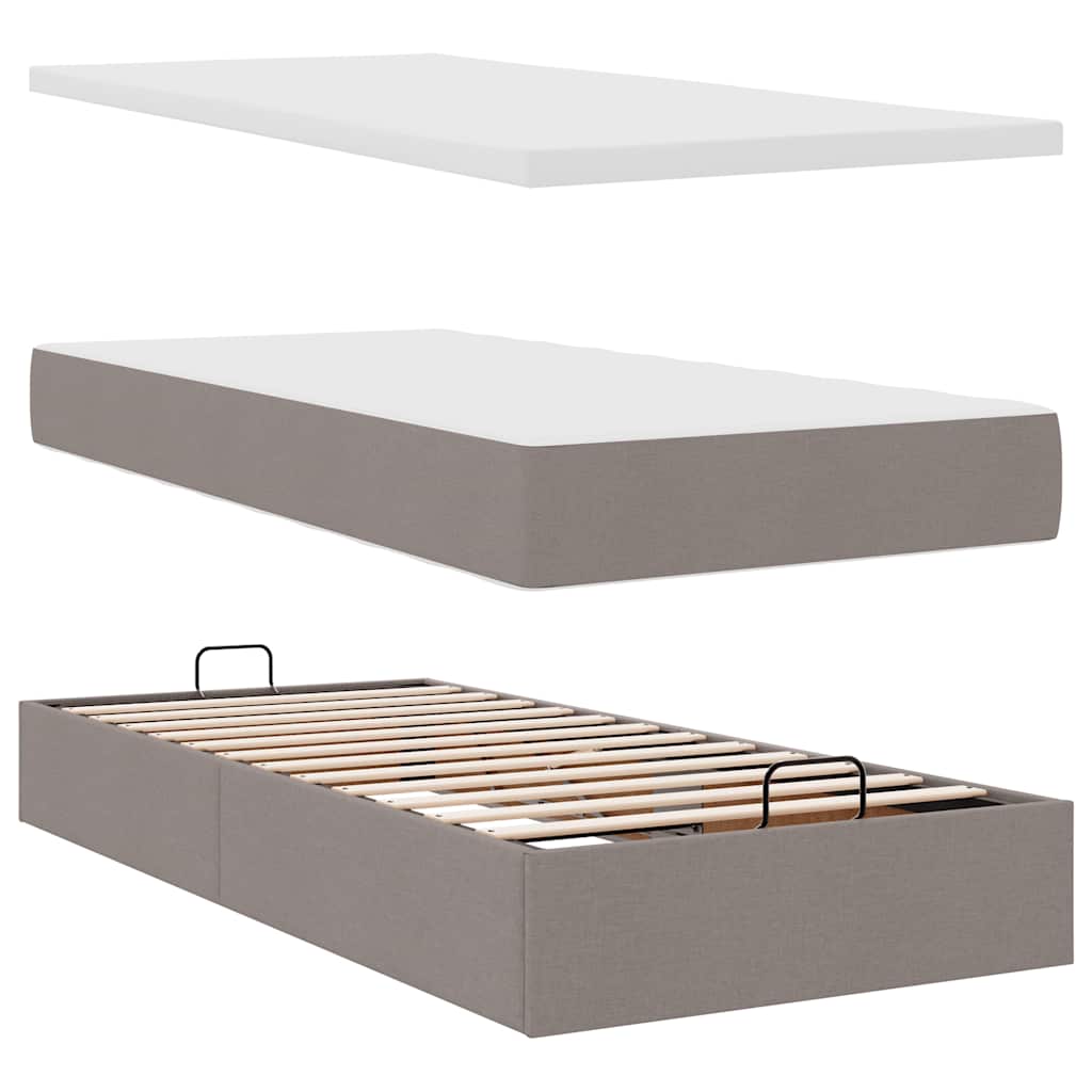 vidaXL Οθωμανικό κρεβάτι με στρώμα Taupe 80x200cm ύφασμα