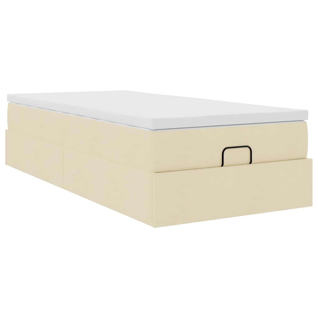 vidaXL Οθωμανικό κρεβάτι με στρώμα Cream 80x200cm ύφασμα