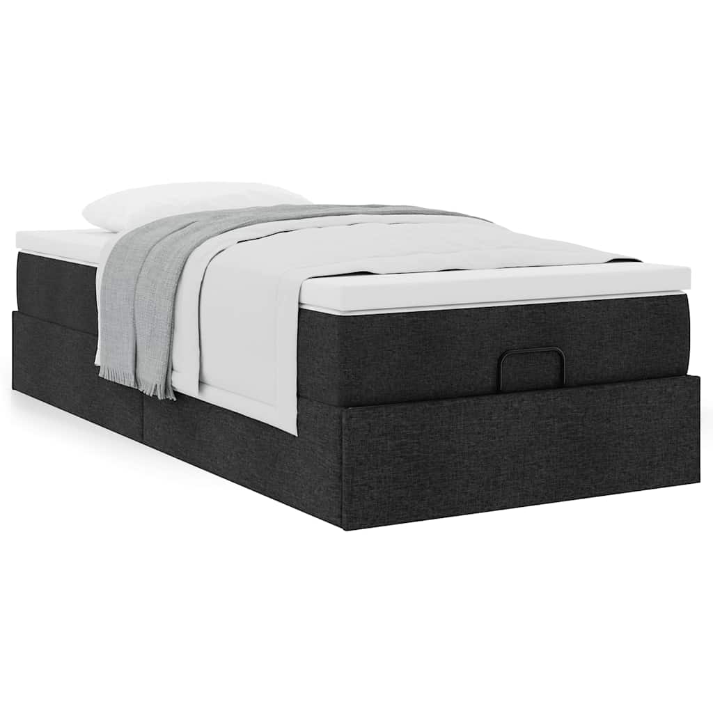 vidaXL Οθωμανικό κρεβάτι με στρώμα Μαύρο 90x190cm Ύφασμα