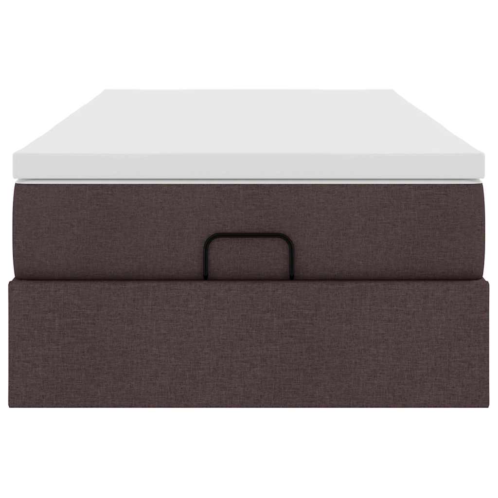 vidaXL Οθωμανικό κρεβάτι με στρώμα σκούρο καφέ 90x190cm ύφασμα