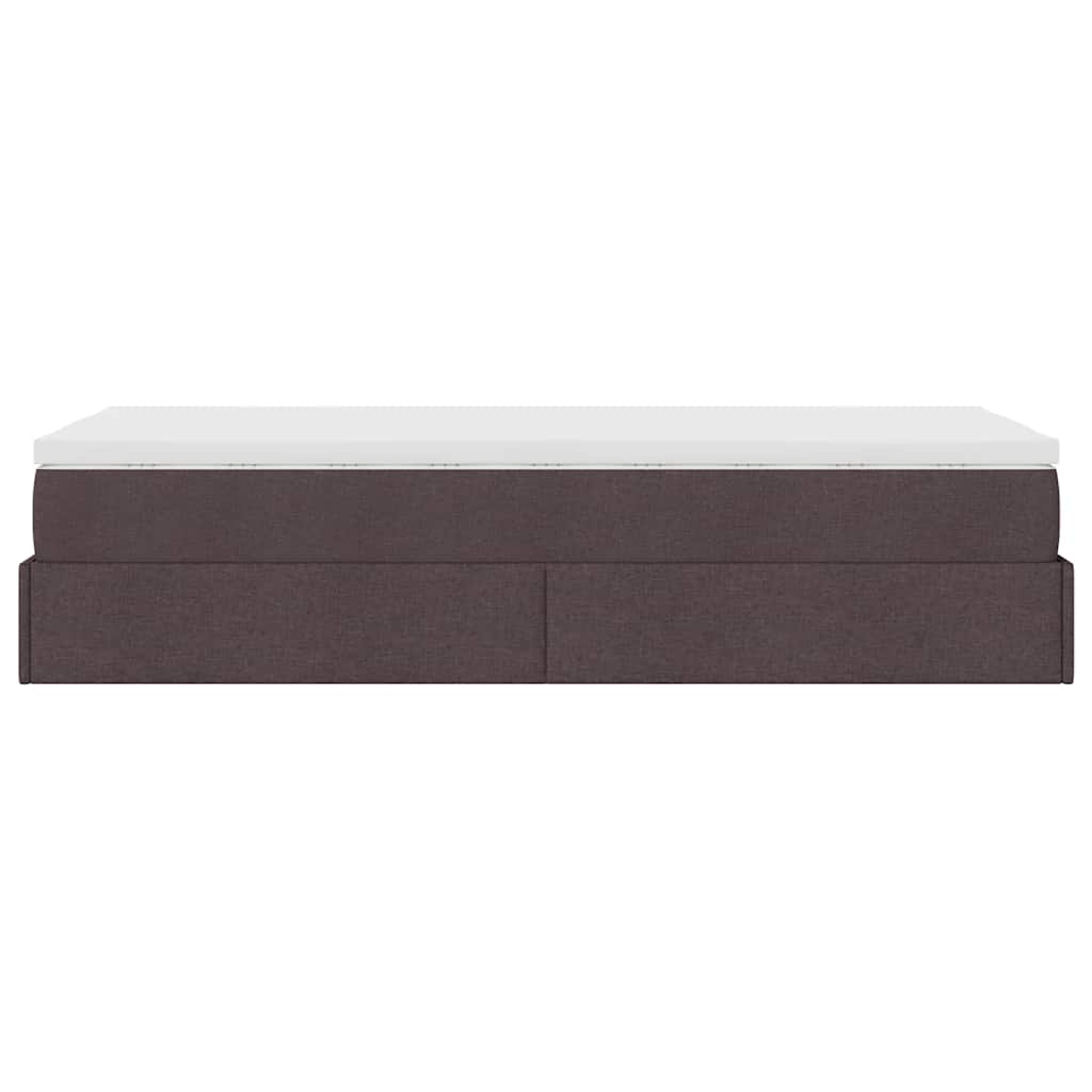 vidaXL Οθωμανικό κρεβάτι με στρώμα σκούρο καφέ 90x190cm ύφασμα