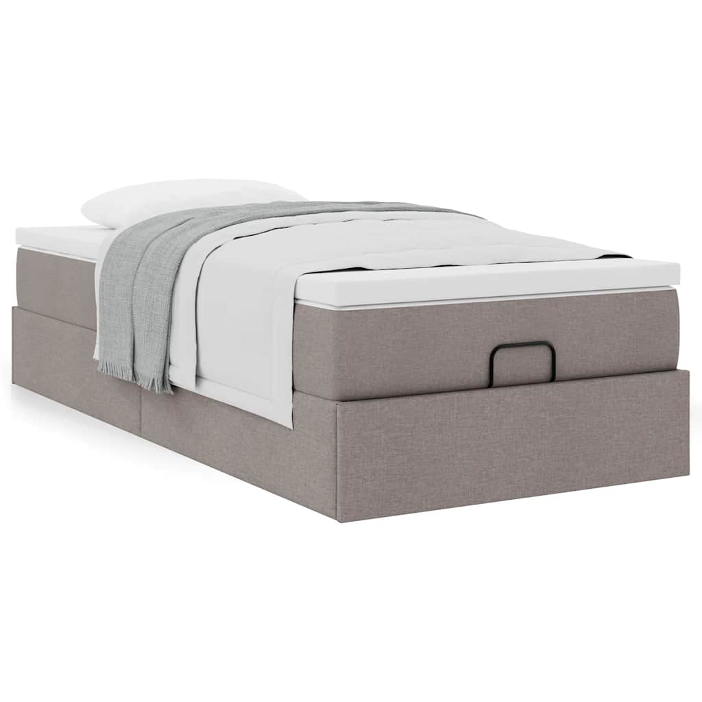 vidaXL Οθωμανικό κρεβάτι με στρώμα Taupe 90x190cm ύφασμα
