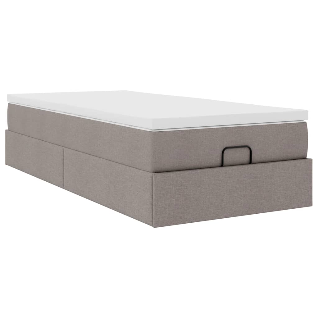 vidaXL Οθωμανικό κρεβάτι με στρώμα Taupe 90x190cm ύφασμα